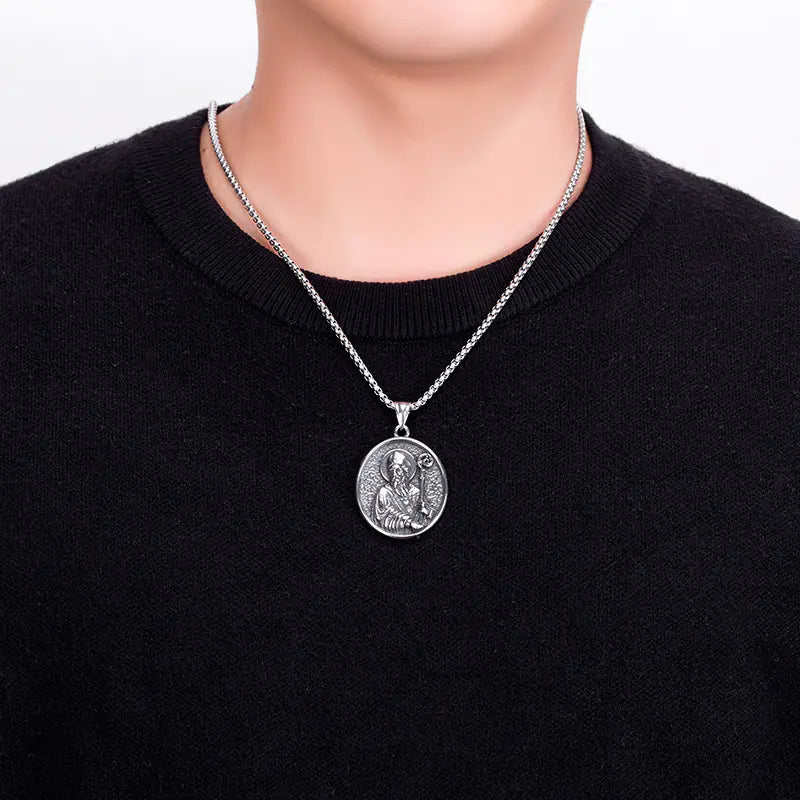 Titanium Steel Jesus Pendant Men's Stainless Necklace