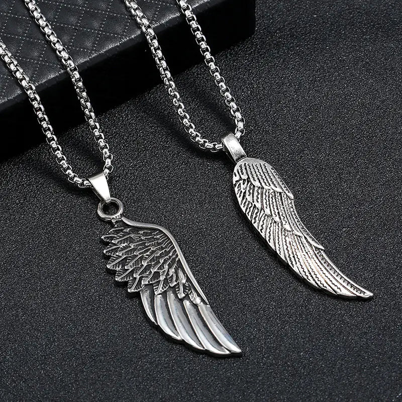 Hip Hop Style Men's Feather Pendant Necklace Set