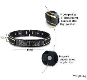 Magnetic Stainless Steel Engraved Men's Bracelet