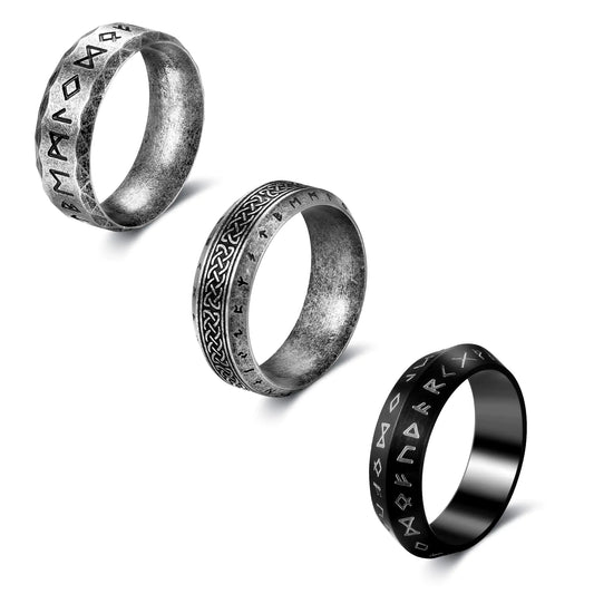 Dochais 3PCS Stainless Steel Viking Rings