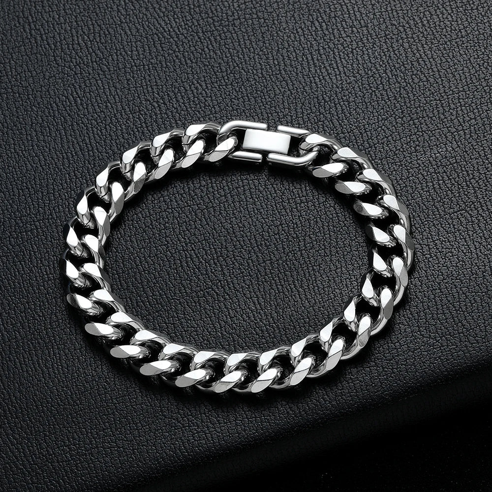 Titanium Steel Golden Black Cuban Chain Bracelet