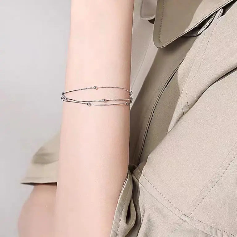 Sterling Silver Women's Bracelet - Simplified Korean Design