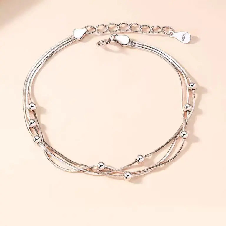 Sterling Silver Women's Bracelet - Simplified Korean Design