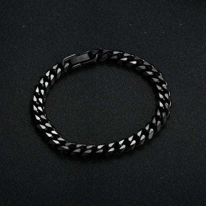 Titanium Steel Golden Black Cuban Chain Bracelet