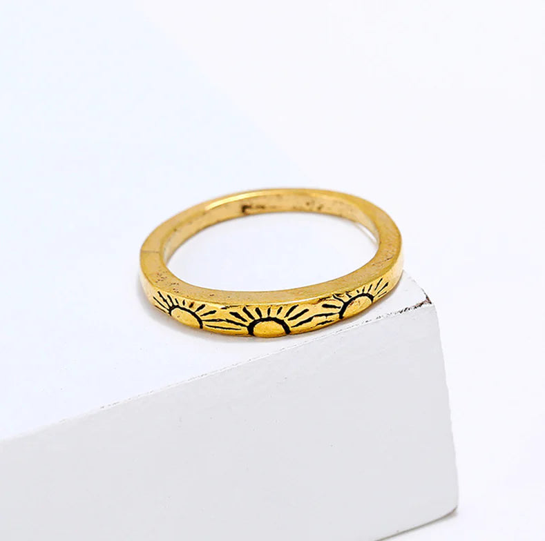14K Gold Sun Ring for Women
