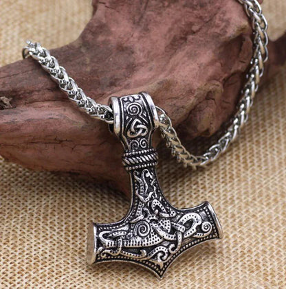 Thor's Necklace and Hammer Mythical Men's Jewelry