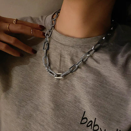 Men's Thick Chain Necklace with Diamond Embedding