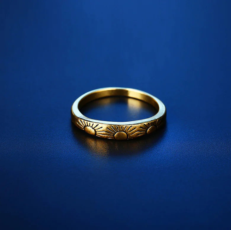 14K Gold Sun Ring for Women