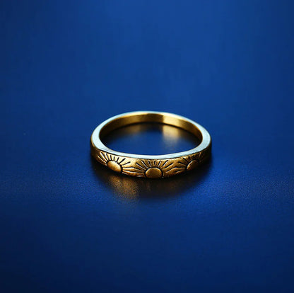 14K Gold Sun Ring for Women