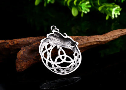 Celtic Knot Pendant, Viking Dragon Men's Necklace