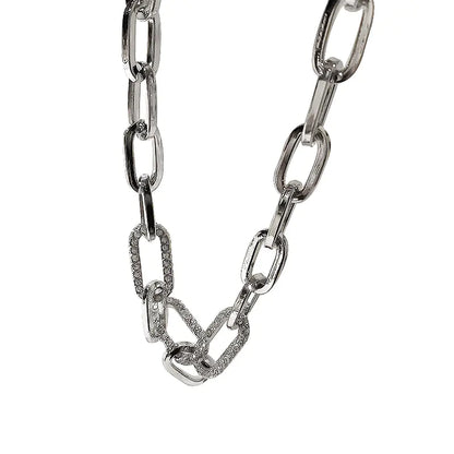 Men's Thick Chain Necklace with Diamond Embedding