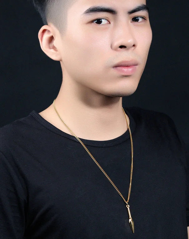 Men's Arrowhead Chain Link Pendant Necklace