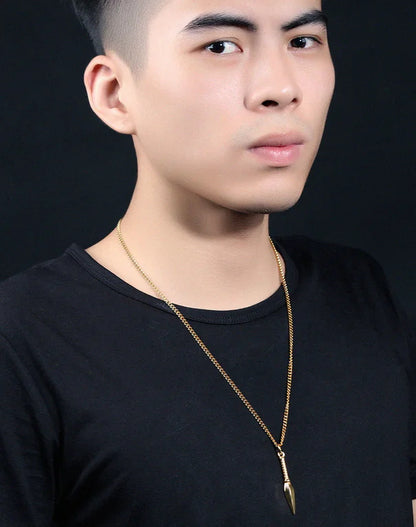 Men's Arrowhead Chain Link Pendant Necklace