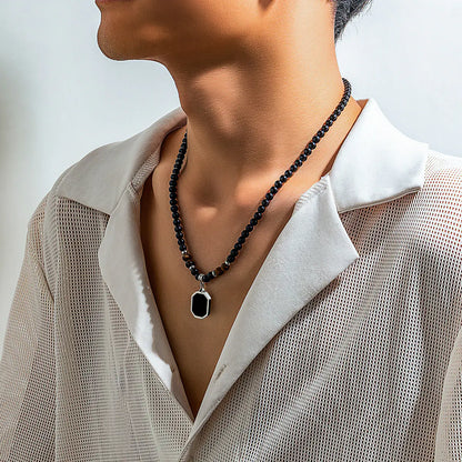 Men's Hip Hop Tiger Stone Beaded Necklace - Minimalist Style