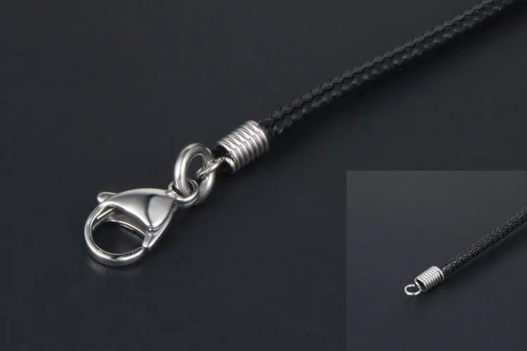 Men's Minimalist Black Woven Linen Wax Rope Necklace