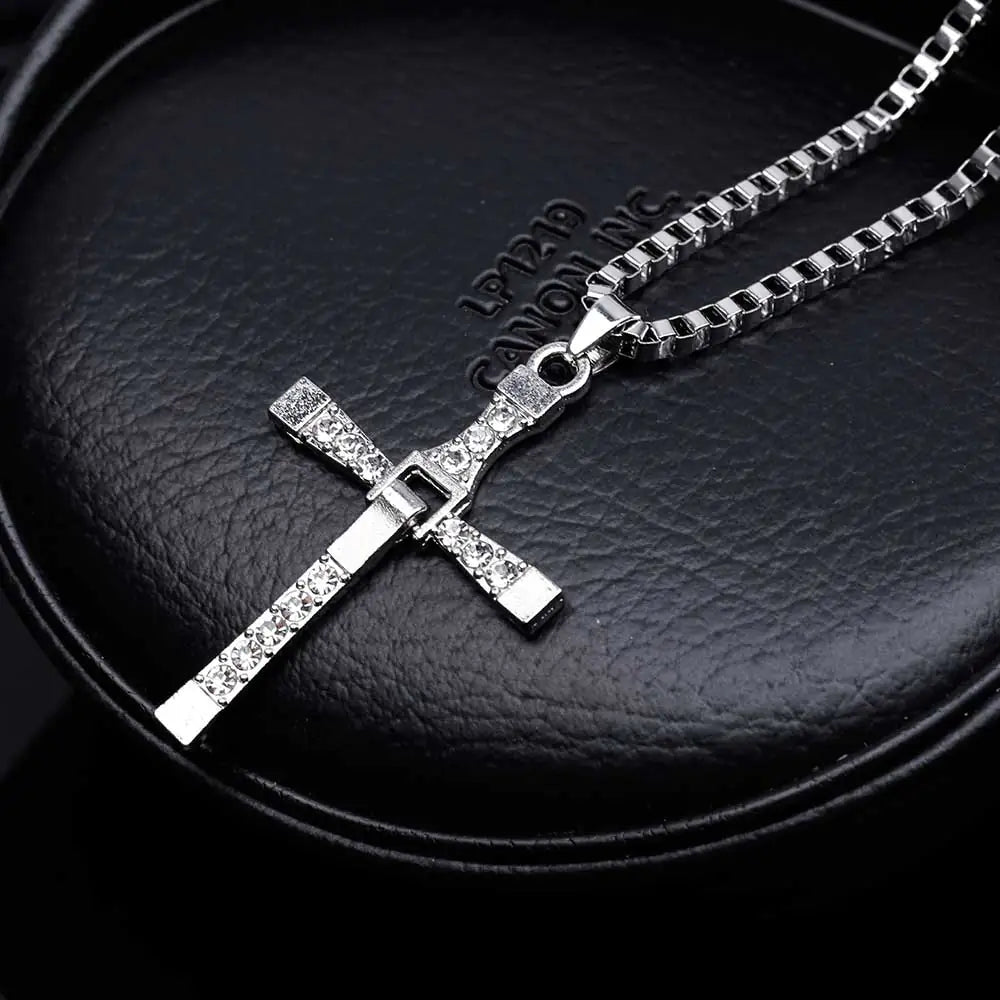 Simple Men's Cross Box Chain Necklace