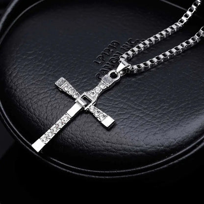Simple Men's Cross Box Chain Necklace