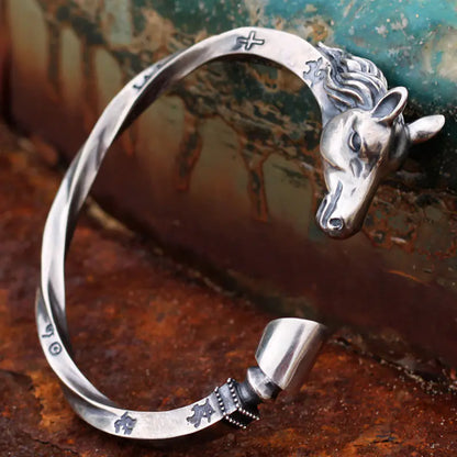 Handmade Sterling Silver Horse Head Men's Bracelet