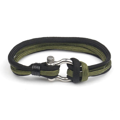 Stainless Steel Buckle Bracelet with Umbrella Rope