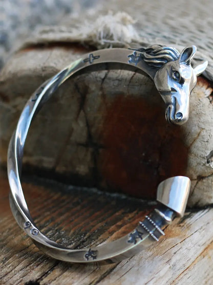 Handmade Sterling Silver Horse Head Men's Bracelet