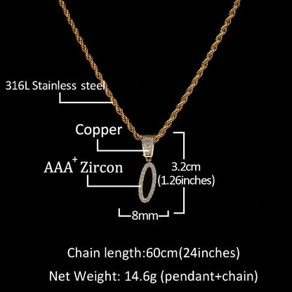 Men's Hip-Hop Necklace with Zircon Letters