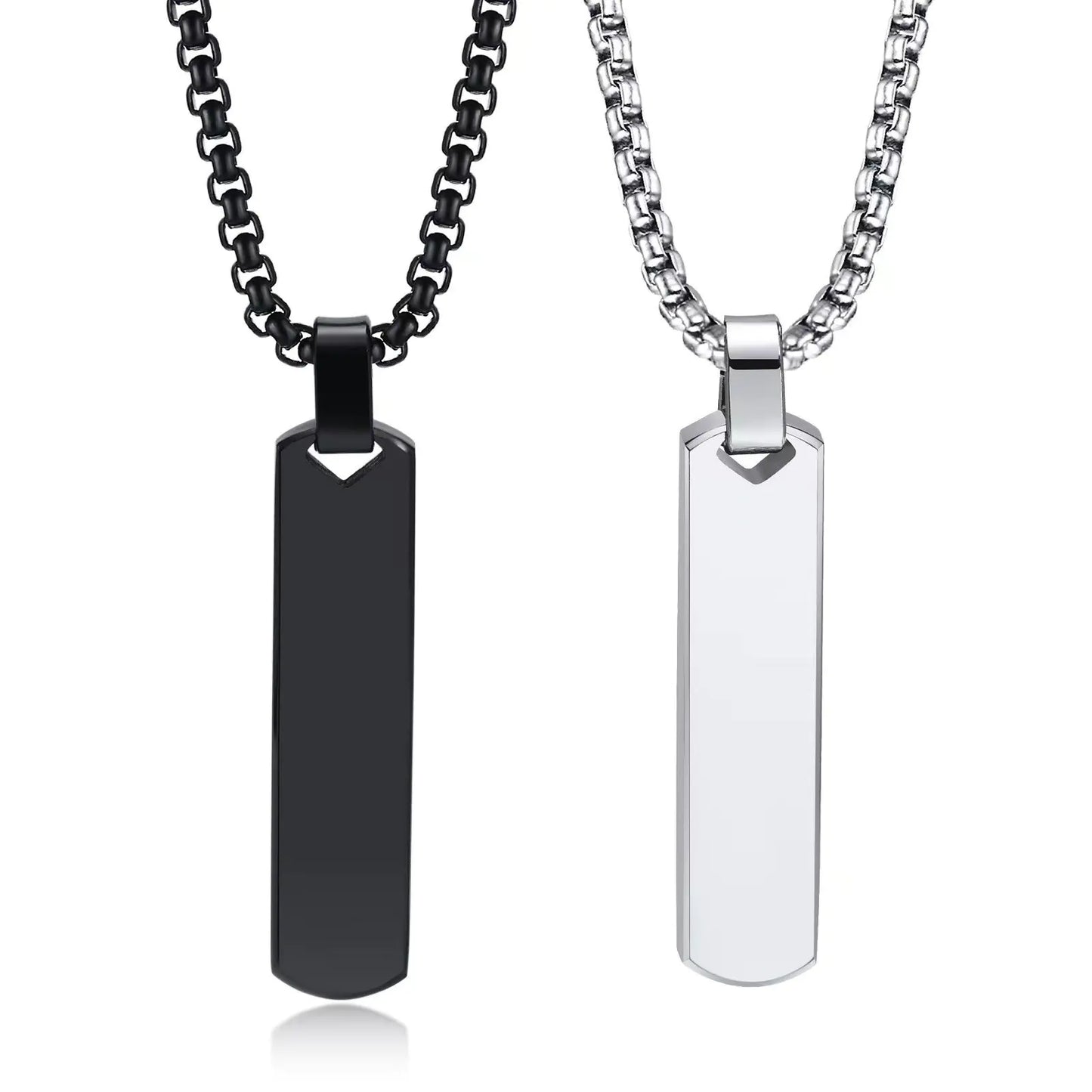 Men's Stainless Steel Rectangular Pendant Necklace