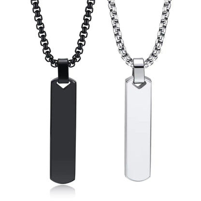 Men's Stainless Steel Rectangular Pendant Necklace