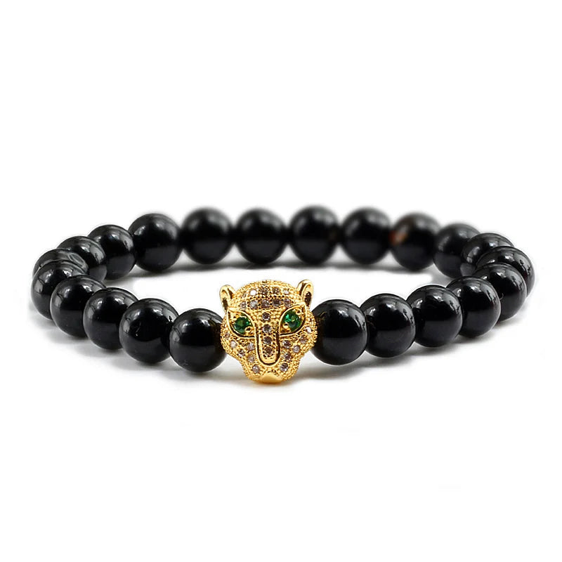 Black Volcanic Healing Balance Stone Beads Men's Bracelet - 12 Style