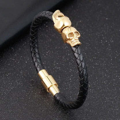 Men Jewelry Black Braided Leather Bracelets