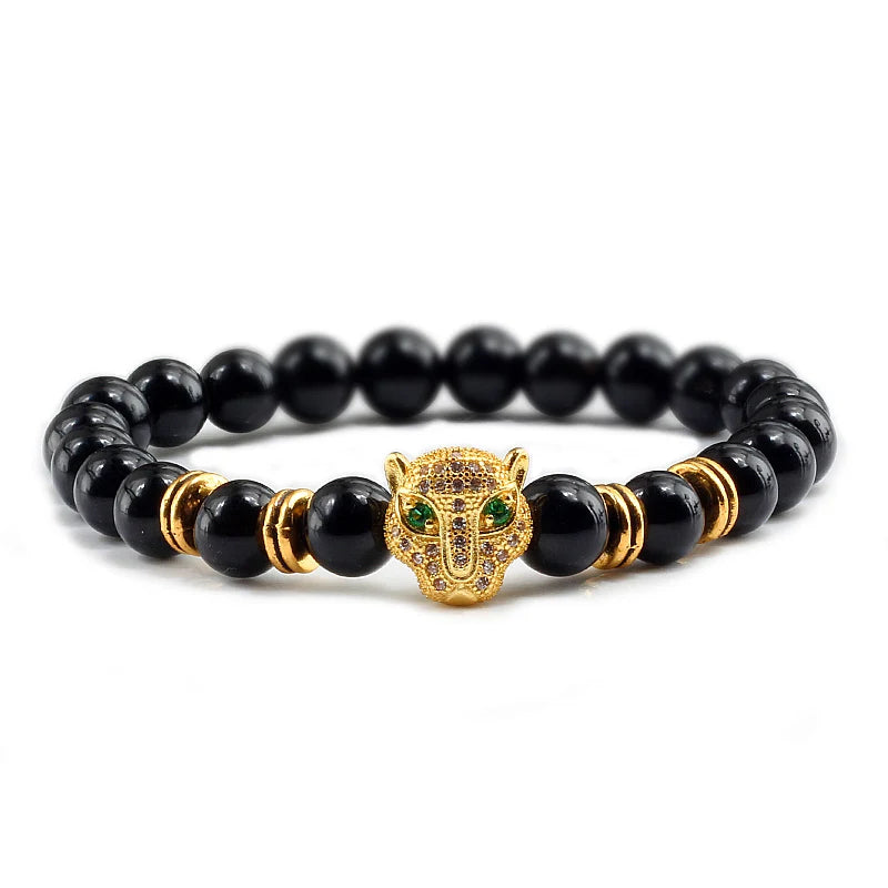 Black Volcanic Healing Balance Stone Beads Men's Bracelet - 12 Style