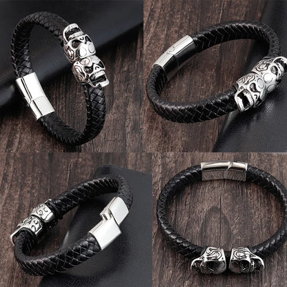 Men Jewelry Black Braided Leather Bracelets