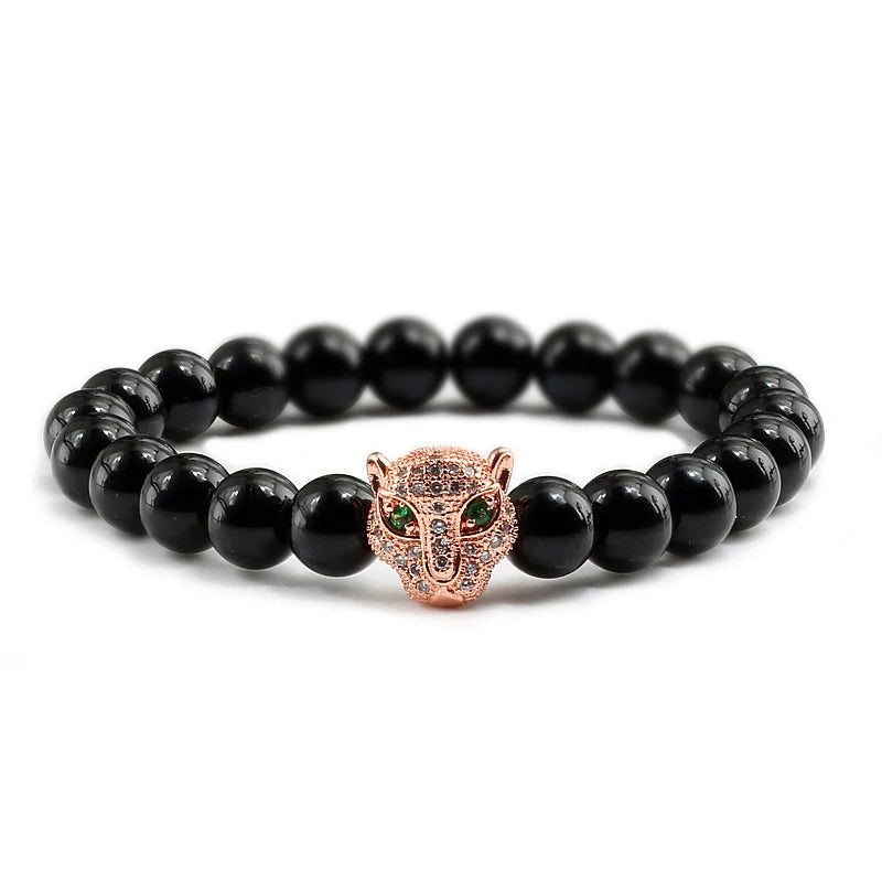 Black Volcanic Healing Balance Stone Beads Men's Bracelet - 12 Style