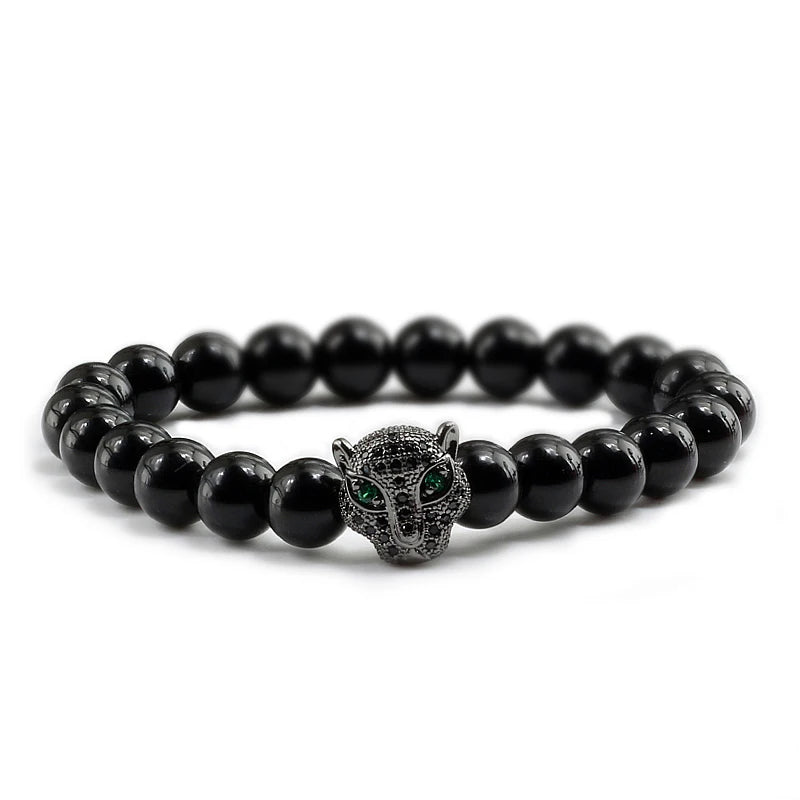 Black Volcanic Healing Balance Stone Beads Men's Bracelet - 12 Style
