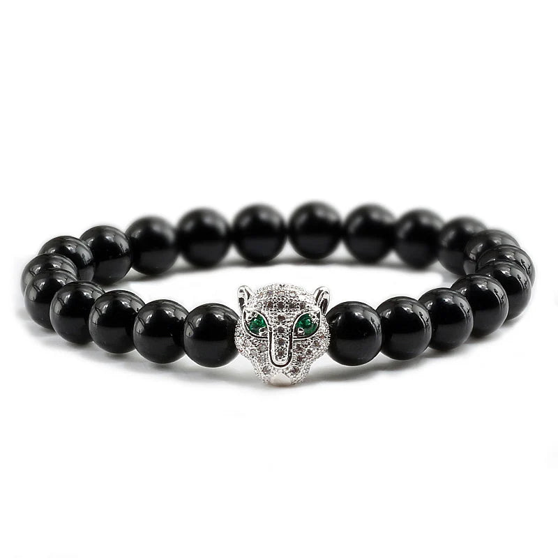 Black Volcanic Healing Balance Stone Beads Men's Bracelet - 12 Style