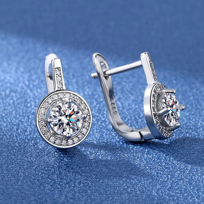 925 Sterling Silver Round Crystal Stud Earrings For Women Girls Wedding Engagement Fashion Jewelry Wholesale