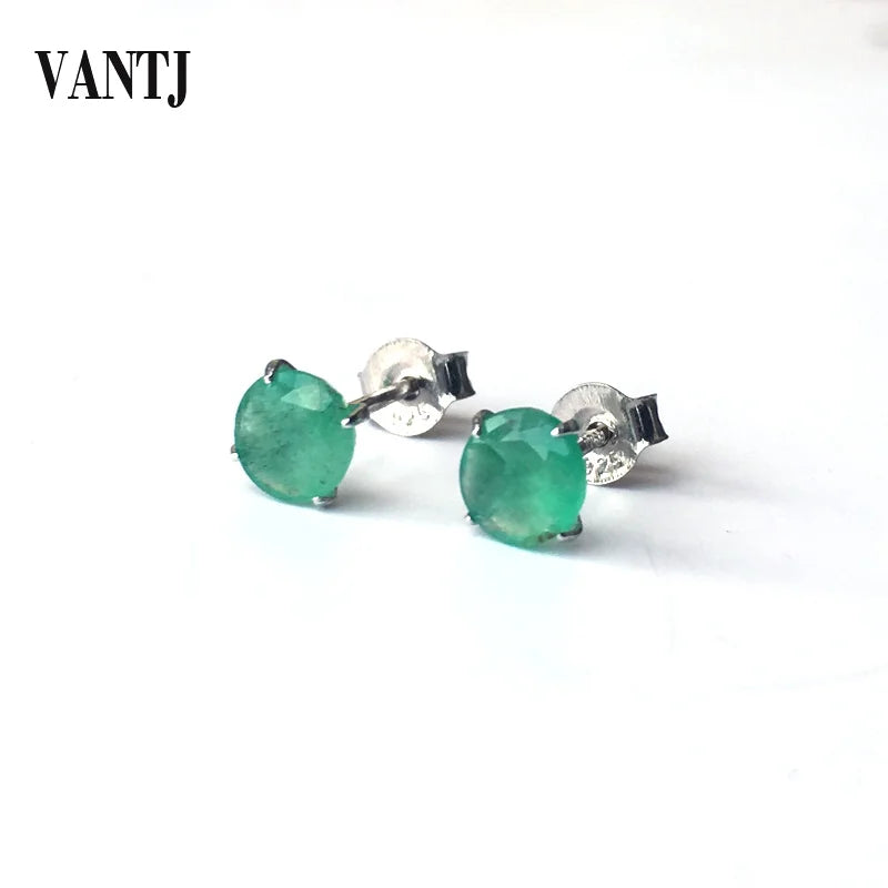Real Natural Emerald Earrings Sterling 925 Silver Elegant Fine Jewelry For Women Lady Party Wedding Gift with Box