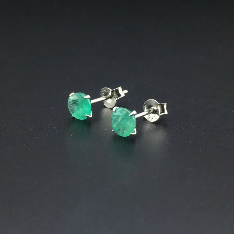 Real Natural Emerald Earrings Sterling 925 Silver Elegant Fine Jewelry For Women Lady Party Wedding Gift with Box
