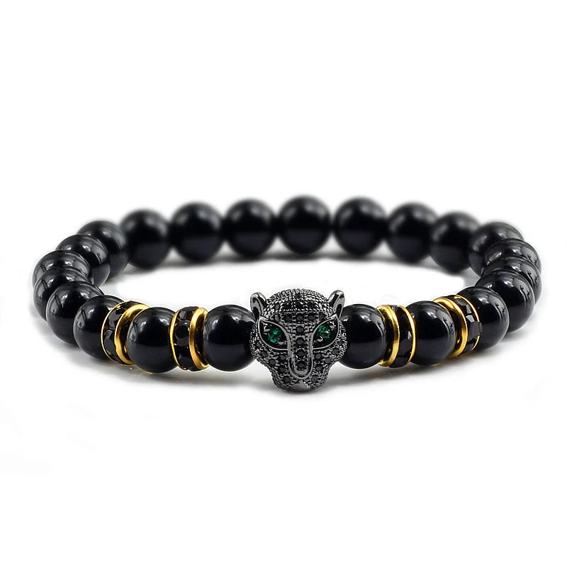 Black Volcanic Healing Balance Stone Beads Men's Bracelet - 12 Style