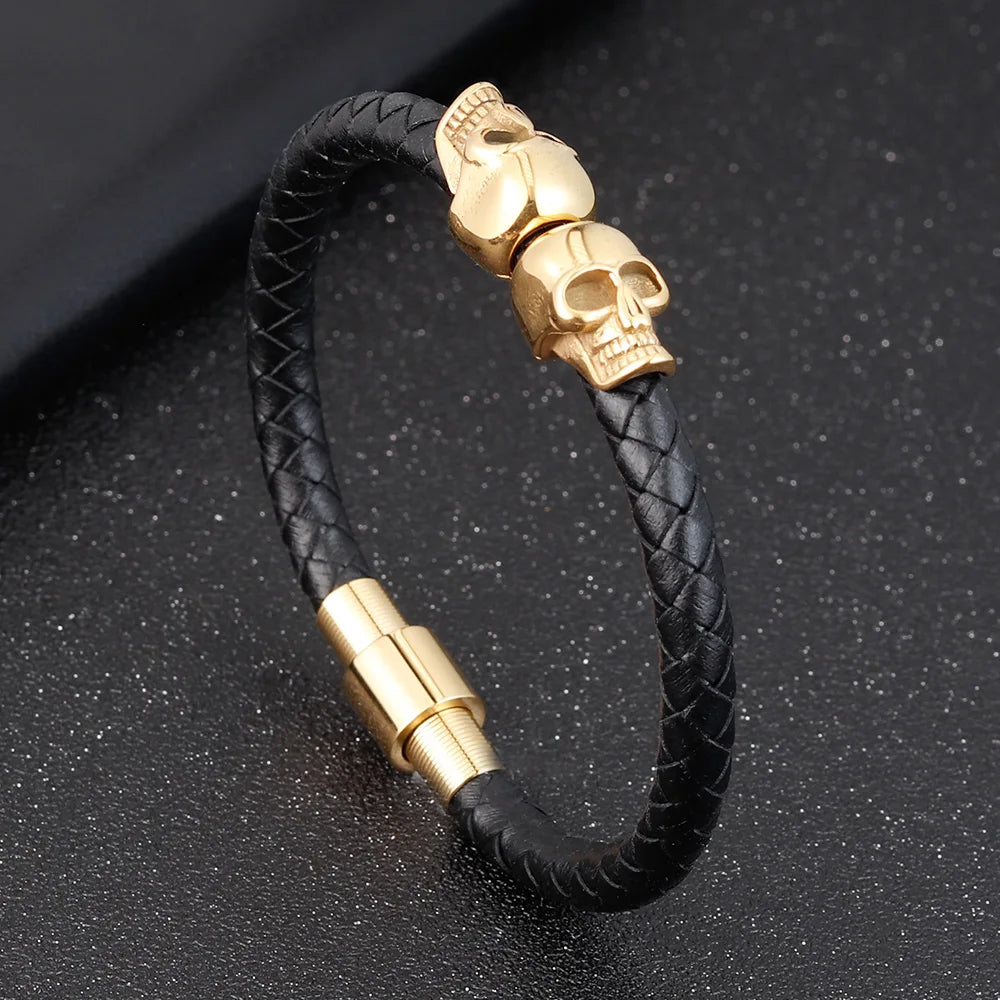 Men Jewelry Black Braided Leather Bracelets