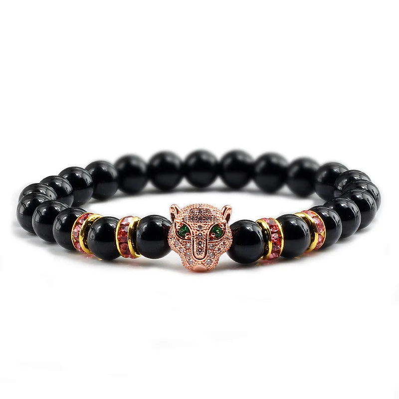 Black Volcanic Healing Balance Stone Beads Men's Bracelet - 12 Style