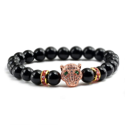 Black Volcanic Healing Balance Stone Beads Men's Bracelet - 12 Style