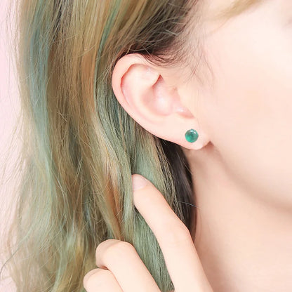 Real Natural Emerald Earrings Sterling 925 Silver Elegant Fine Jewelry For Women Lady Party Wedding Gift with Box