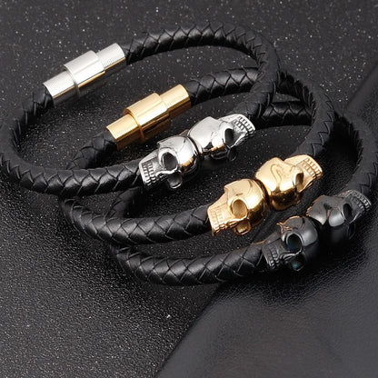 Men Jewelry Black Braided Leather Bracelets