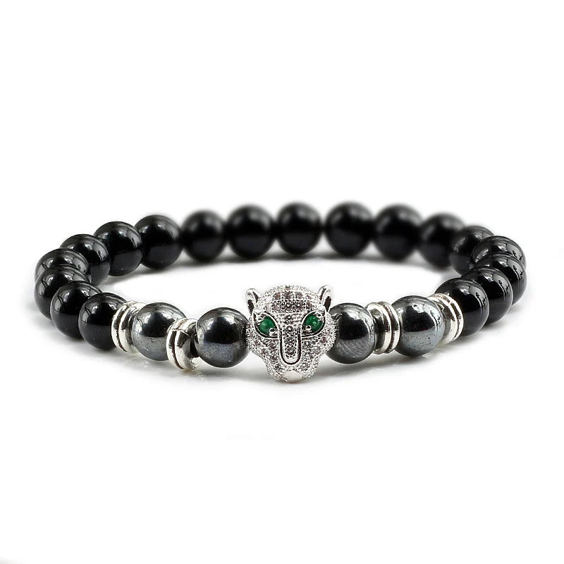 Black Volcanic Healing Balance Stone Beads Men's Bracelet - 12 Style