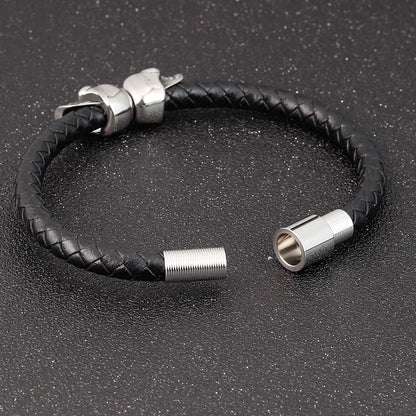 Men Jewelry Black Braided Leather Bracelets
