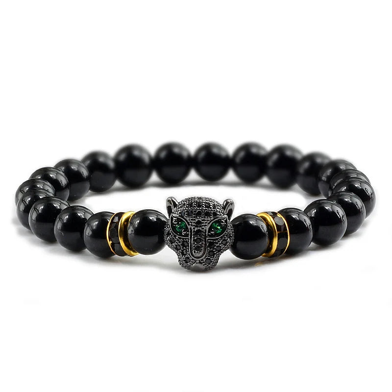 Black Volcanic Healing Balance Stone Beads Men's Bracelet - 12 Style
