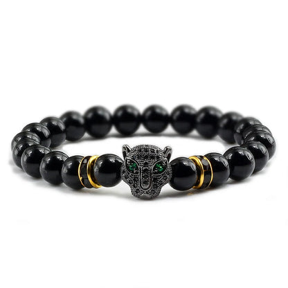Black Volcanic Healing Balance Stone Beads Men's Bracelet - 12 Style