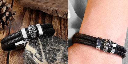 Men Jewelry Black Braided Leather Bracelets