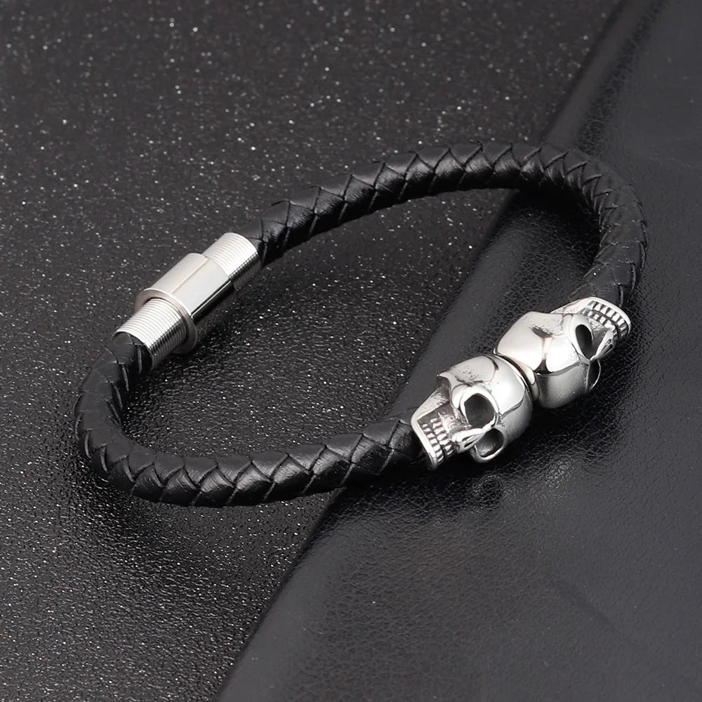 Men Jewelry Black Braided Leather Bracelets