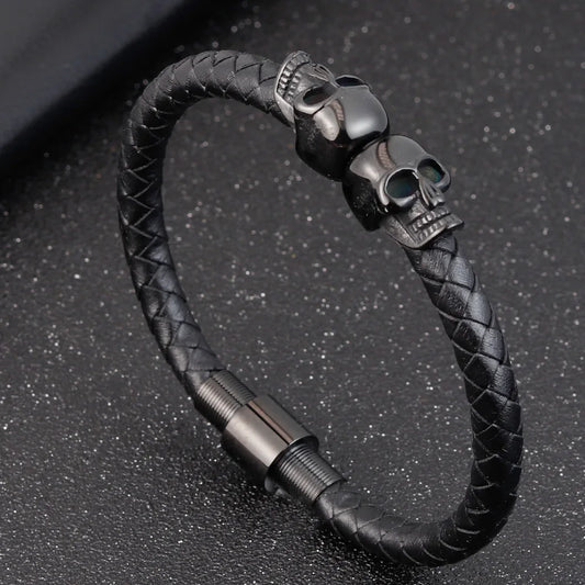 Men Jewelry Black Braided Leather Bracelets